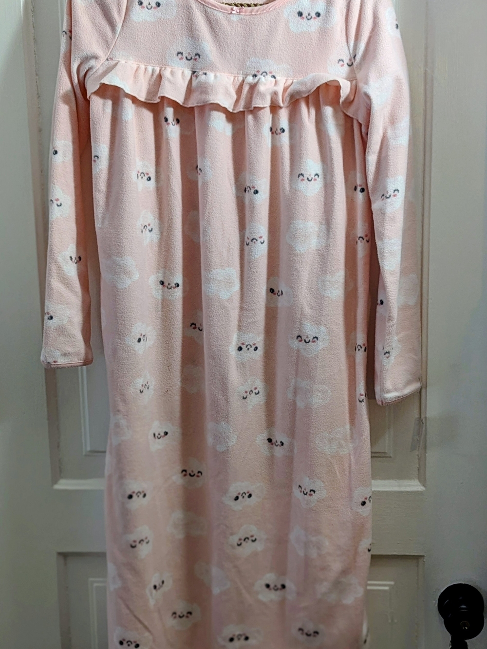 Carter's Soft Pink Cloud Ruffle-Front Long Sleeve Nightgown